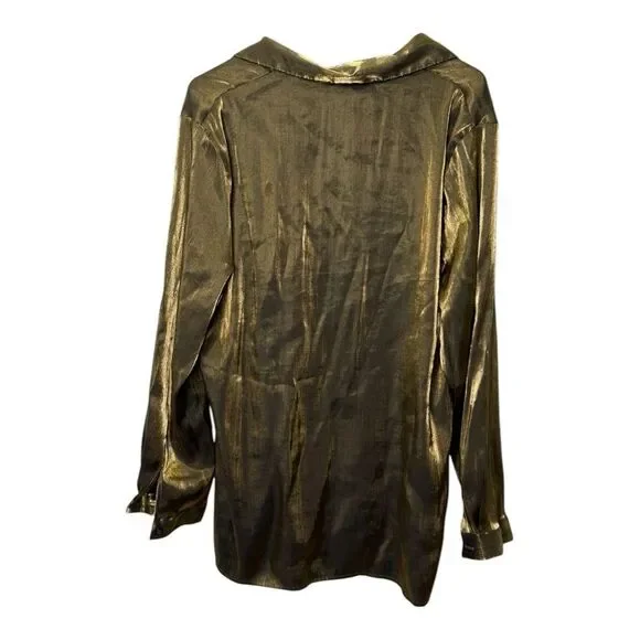 Vintage Lisa Joseph’s iridescent gold button down large blouse rayon ble… - Picture 6 of 6